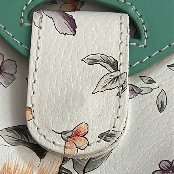 L'Artigiano Italian Genuine Leather Crossbody Bag Teal Floral - Picture 3 of 12